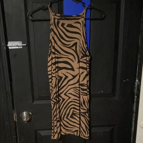 SHEIN Zebra Print Mini Dress in Brown and Black - Picture 1 of 2